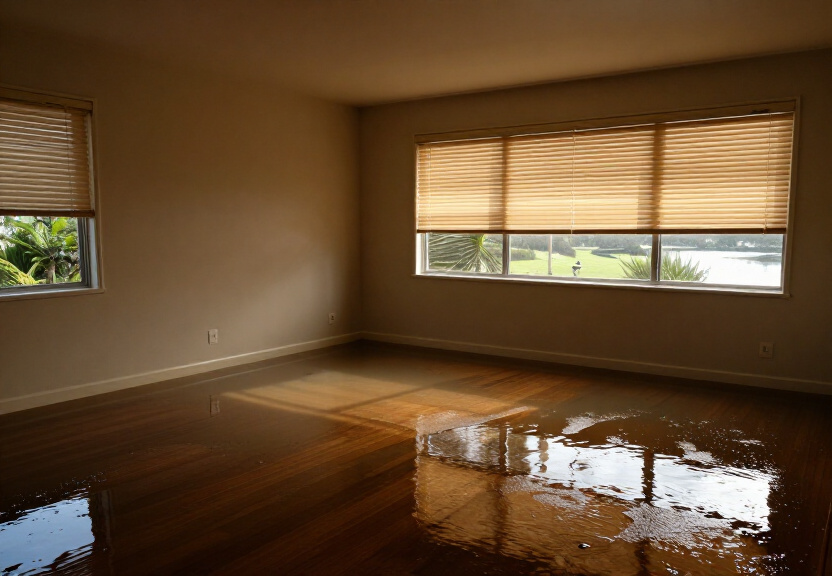 Water-damaged office space in North Parramatta before cleanup